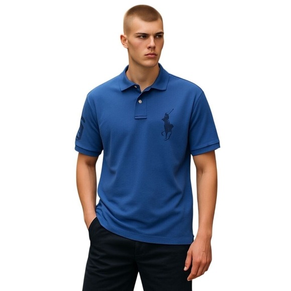 Polo Ralph Lauren Polo Shirt Big Pony Logo Number 3 Blue Men's Size Large $115 - Picture 1 of 9